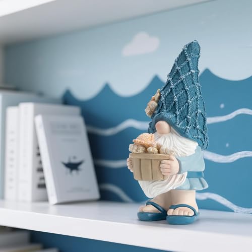 Beach Gnomes Statues,Ocean Gnomes,Nautical Themes Decoration,Beach, Gnome Holding a Bucket - color: Conch