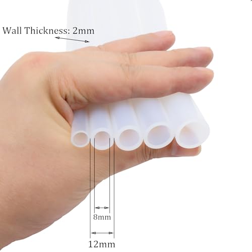 Silicone Tube 5/16"(8mm) ID x 1/2"(12mm) OD Clear Flexible Silicone Rubber Tubing Water Air Hose Pipe Transparent (3.3ft / 1m；8 x 12mm) - size: 8mm ID x 12mm OD