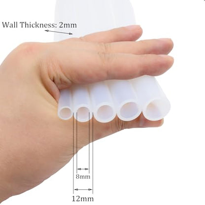 Silicone Tube 5/16"(8mm) ID x 1/2"(12mm) OD Clear Flexible Silicone Rubber Tubing Water Air Hose Pipe Transparent (3.3ft / 1m；8 x 12mm) - size: 8mm ID x 12mm OD