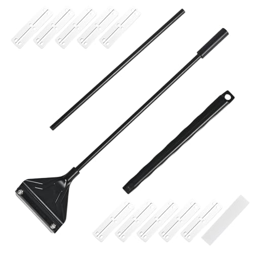 Algae Scraper for Glass Aquariums & Fish Tanks, Aquarium Glass Scraper with Long Handle & 10 Stainless Steel Blades, Razor Scraper Algae Cleaner Tool for Freshwater & Saltwater (16.5Inch) - size: 16.5inch