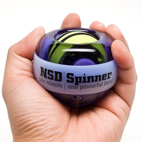 NSD Manual Thumb Wind Start Spinner Gyro Ball – Up to 15,000-18,000 RPM Premium & Durable Hand Strengthener and Wrist Exerciser for Grip Strength Training, Forearm Workout, and Pain Relief - size: Thumb-Wind Start Standard Light Up