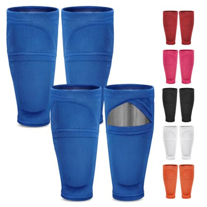 Shin Guard Sleeves 2 Pairs, Soccer Sleeves for Kids & Youth Ages 3-15 - color: Blue, size: S (3'3''-3'10''/3-5Y)