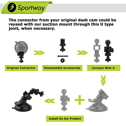 S10 Pro Dash Cam Mount, Suction Cup Dash Camera Mount Holder with 10+pcs Joints for Rove APEMAN CHORTAU Roav Nexar iiwey REXING Z-Edge Old Shark YI ... 98% Car Dash Cameras