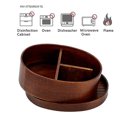 Wooden Lunch Box for Kids/Adult,Japanese Bento Box with Compartment Wood Bento Lunch Box for Picnicking Office Hiking Camping,Brown - color: Brown