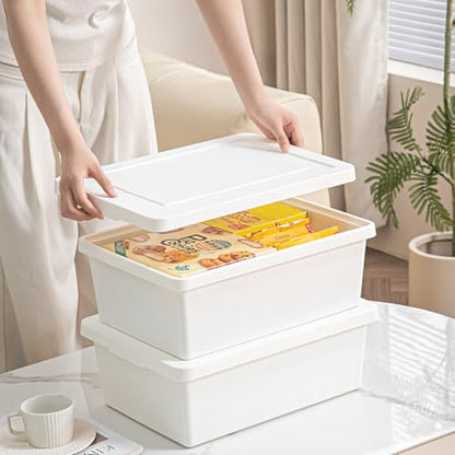 15 Quart high-end White multifunction storage box with lid，Stackable Plastic Boxes，with handle,Garage storage，home storage,Waterproof and moisture-proof.（white，2L） - size: 2L