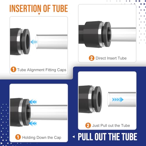 25pcs 1/2" Push to Connect Fittings, 1/2 inch OD Air Line Fittings Tee Pneumatic Air Hose Tubing Quick Connects Kit (T, Straights, Elbow, Splitters,Plugs) - size: 1/2"OD