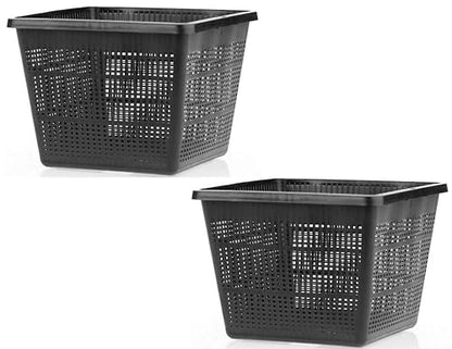 PondH2o 9" Wide by 6" Deep (23cm x 16cm), Square Black Plastic Mesh Pond Planting Containers, Aquatic Water Garden Plant or Flower Planters, Pots Baskets Aquaponics, Hydroponics | Value 2 Pack