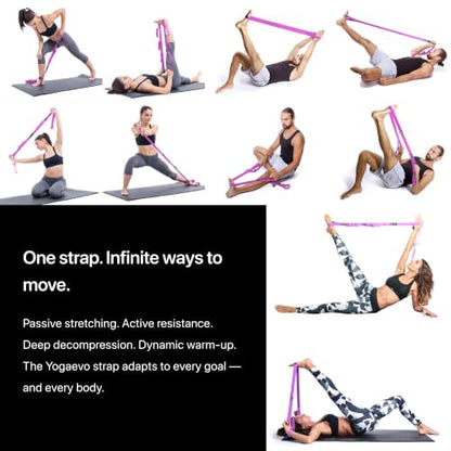 Yogaevo Elastic Stretching Strap With Loops For Physical Therapy - color: Purple