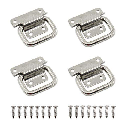 4 Pack Stainless Steel Wardrobe Handle, Foldable Boat Hatch Latch Cabinet Lifting Ring Pull Handle,Cabinet Pull Handle Accessories,Toolbox Door Chest Handle Small - size: Small