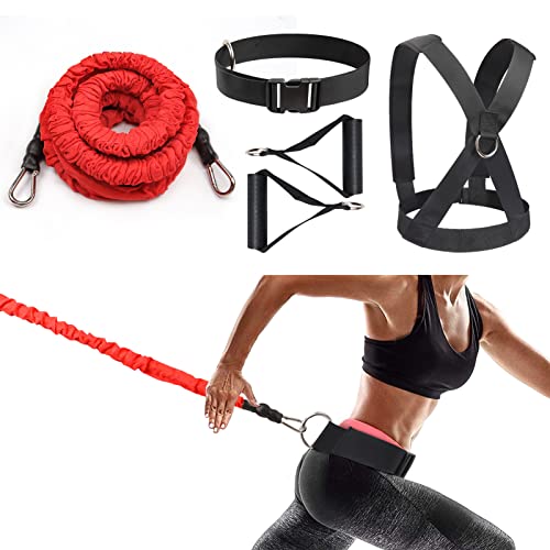 Resistance Running Training Bungee Band, Bungee Resistance Cord Set, Long Resistance Band, Lateral Movement Sprint Overspeed Training Fitness for Fast - color: Red Rope, size: 3M