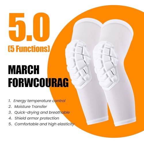 Basketball knee pads, compression leg covers for teenagers and adults, wrestling knee pads, football volleyball, pickleball, weightlifting knee pads (1 pair) (White, X-Small) - color: Long white, size: X-Small