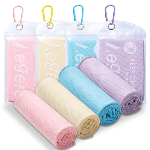 4Pack Cooling Towel 40"x12" Cooling Neck Wraps,Soft Breathable ChillyTowel | IceTowel, Microfiber Towels for Yoga, RunninGym, Camping, Fitness, Workout & More Activities - color: Cream Yellow / Sky Blue / Sakura Pink / Light Purple
