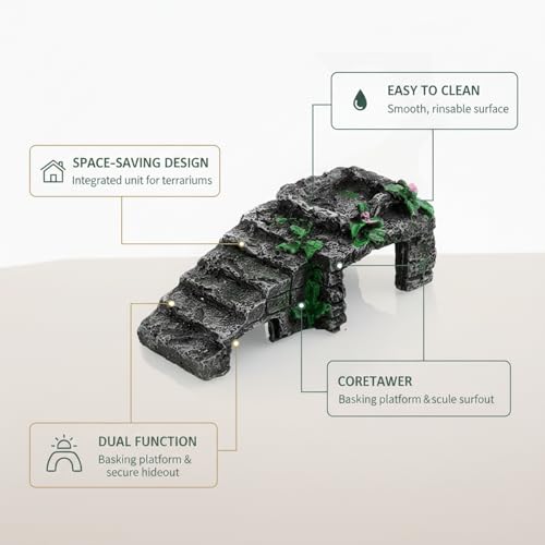 Black Resin Decorative Ornament with Cave and Platform for Home & Garden Display
