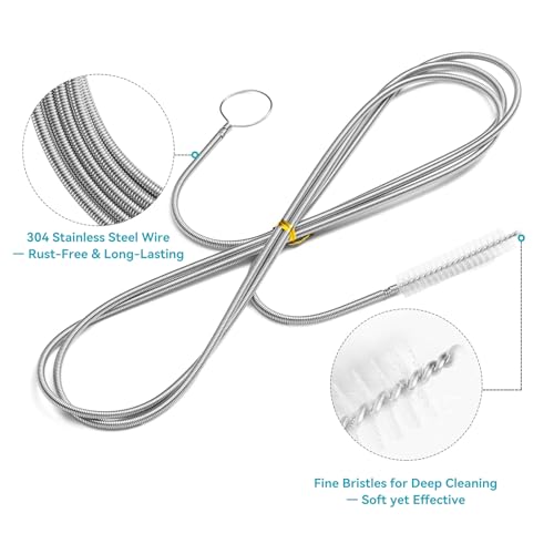 2 Pack 80 Inch Long Flexible Drain Brush, Sunroof Drain Cleaning Tool for Ice Maker, Refrigerator, Straw & Feeding Tube - size: 80 IN
