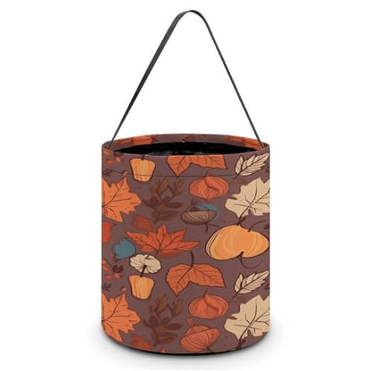 Halloween Trick Or Treat Bags With Handles Collapsible Candy Bucket Reusable Fall Printed Goody Bucket For Holiday Party Gifts - color: Fall