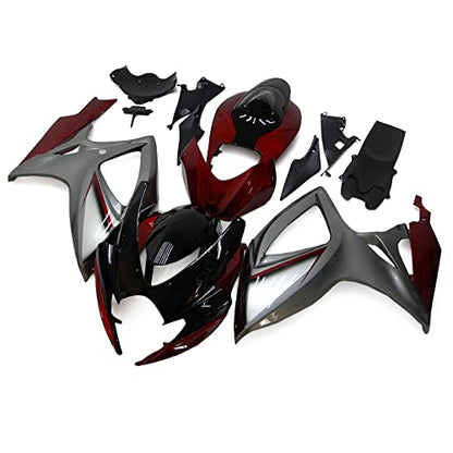 Grey Red ABS Plastics Fairing Kit Fit for Suzuki 2006 2007 GSXR600 GSXR750 K6 06 07 Injection Mold Bodywork Body Kits - size: Style 4