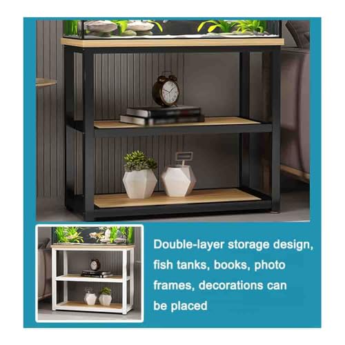 Heavy Duty Metal Aquarium Stand with 3-Tier Storage Shelves, Stylish White Frame for Home & Office, 60x30x70 cm, Durable & Functional Fish Tank Organizer