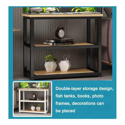 Heavy Duty Metal Aquarium Stand with 3-Tier Storage Shelves, Stylish White Frame for Home & Office, 60x30x70 cm, Durable & Functional Fish Tank Organizer