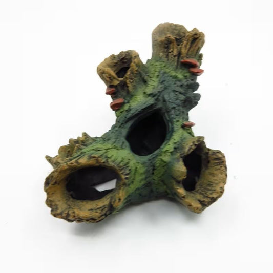 Aquarium Decoration Fake Tree Trunk, Resin Hollow Design, Hiding Cave Fish Tank Decoration, Style 1 - color: Grey Fish Tank Castle Style 5