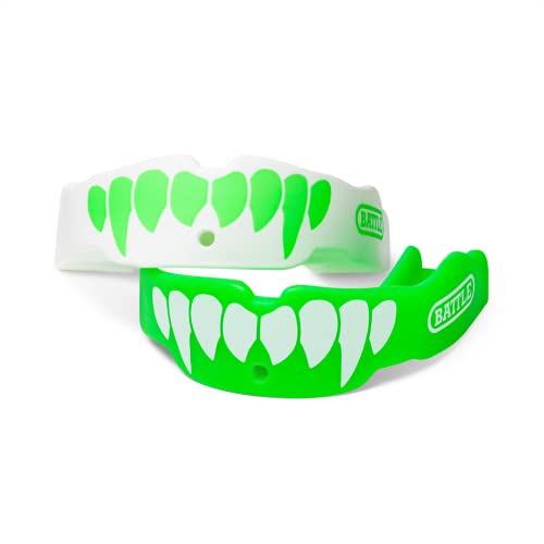 Battle Fangs Football Mouthguard – Sports Mouth Guard with Removable Strap – Protector Mouthpiece Fits with or Without Braces on Teeth – Adult & Youth Mouth Guard Sizes, 2 Pack | Rivals custom-molded protection, Ever-Mold composite, Mold and remold as nee
