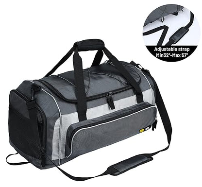 MIER Large Gym Bag for Men 60L Duffel Bag with Shoe Compartment - color: Grey