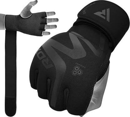RDX Boxing Inner Gloves Hand Wraps Men Women, Hybrid Design Gym Weight Lifting Workout, 50Cm Long Wrist Support, Neoprene Under Mitts, MMA Muay Thai Martial Arts Training, Kickboxing Punching - size: X-Large