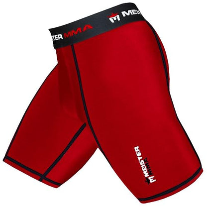 Meister MMA Compression Rush Fight Shorts w/Cup Pocket - color: Red, size: 36-37