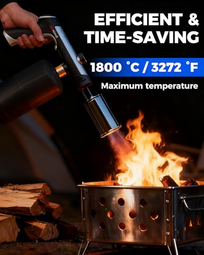 SAKER High-Power Propane Torch Gun, 3272°F Adjustable Propane Torch Lighter for Grill, Fire Starter, Cooking & Soldering(Propane Gas Not Included) (1 SET)