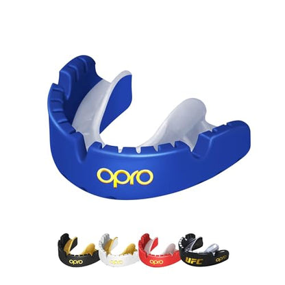 OPRO Gold Level Moldable Mouth Guard for Braces, Premium Fit (Age 10+) - color: Dark Blue/Pearl