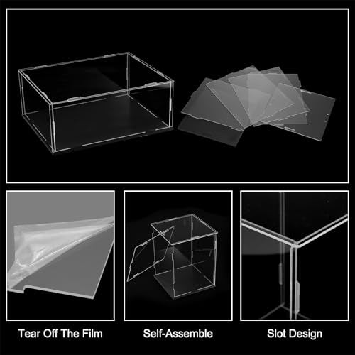 uxcell Acrylic Clear Display Case for Collectibles Self-Assemble Display Boxes with Black Base Dustproof Countertop Storage Box for Collectibles Action Figures, 9.8 x 7.9 x 3.9 Inch - size: 9.8 x 7.9 x 3.9 Inch