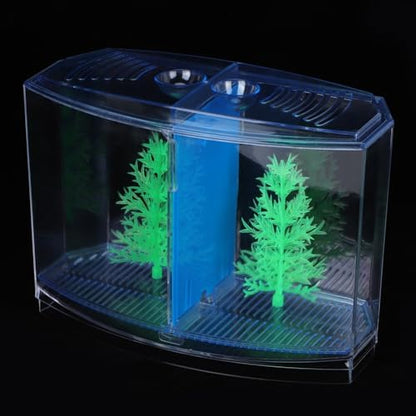 Mini Fish Breeding Box Acrylic Isolation Tank with Dirt Groove for Aquarium Fish Observation and Protection (Double)