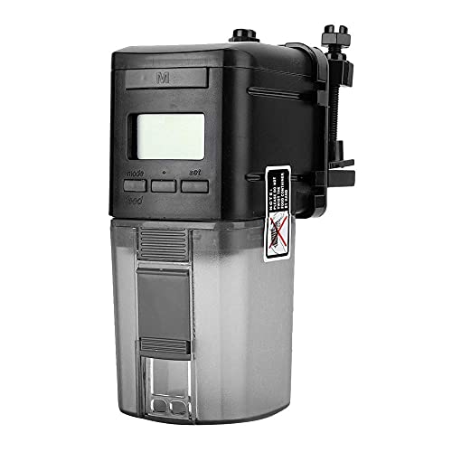 Yosoo Automatic Fish Feeder for Aquarium, Vacation, Weekend, Flake Pellets, Digital Timer, Black, Modern Style