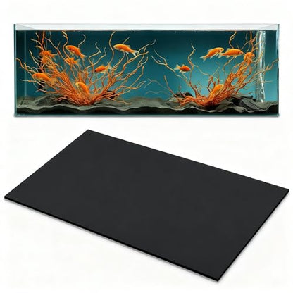 1 Pcs 30 x 12 Inch Aquarium Fish Self Leveling Mat for Under Tank 5mm Thick Foam Compressible Neoprene Mat with Adhesive Backing Shockproof Waterproof Easy to Cut Stability, Black