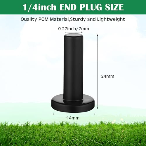 30 Pcs 1/4" Drip Irrigation Tee Connectors for Tube Quick Connect Parts Fittings for 1/4 Inch(6.35mm) Tubing or Sprinkler(Pom,End Plug,Black) - size: Black, style: End Plug