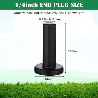 30 Pcs 1/4" Drip Irrigation Tee Connectors for Tube Quick Connect Parts Fittings for 1/4 Inch(6.35mm) Tubing or Sprinkler(Pom,End Plug,Black) - size: Black, style: End Plug