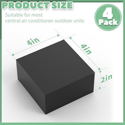 4 Pack Rubber Anti Vibration Pads, 4'' X 4'' X 2" Non-Slip Vibration Isolation Pads for Central Air Conditioner Outdoor Unit, HVAC, Air Compressor, Lift the Unit Off Ground