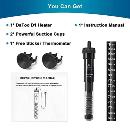 Aquarium Heater Adjustable 50W Submersible Fish Tank Heater with Electronic Chip Thermostat Suitable for Marine Saltwater and Freshwater - size: 50Watt