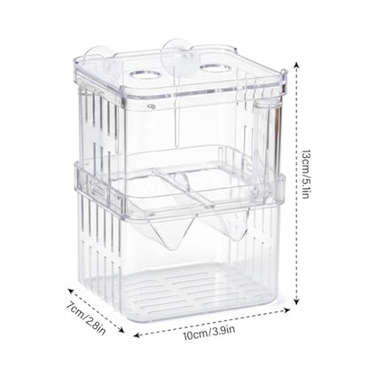 Aquarium Breeder Box, Breeder Box for Fish Tank 2 Layer Transparent Aquarium with Sucrion Cups Plastic Fish Breeding Boxes for Small Shrimp Clown Guppies