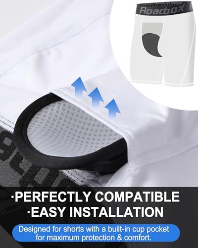 Roadbox Youth Boys Compression Shorts with Protective Cup Baseball Football - color: 1pack White(1 Cup), size: Medium