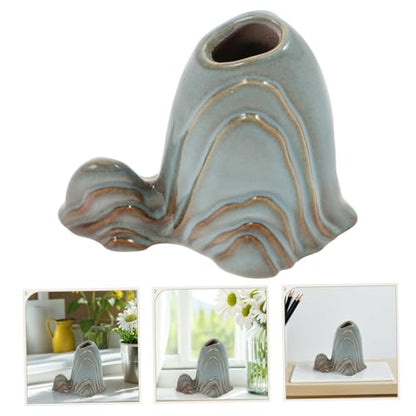 Ceramic Miniature Mountain Figurine Bonsai Decor for Fish Tank Calligraphy Brush Holder Sturdy Landscape Ornament for Zen Garden and