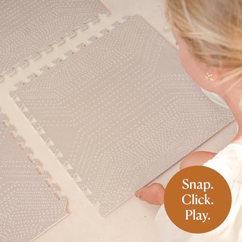 Toddlekind Haven Puzzle Playmat, 4x6 Non-Toxic Interlocking Foam Floor Mat | 4' X 6' Non-Toxic EVA Foam Tiles, Durable, Odorless, Wipe-Clean Playroom Floor Mat, Easy Assembly - color: Latte
