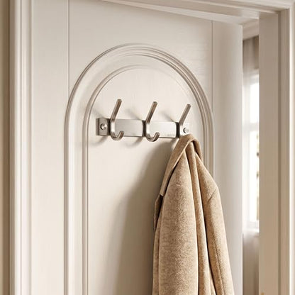 WEBI Sturdy Stainless Steel 304 Hook Rail Coat Rack with 3 Hooks, Great Home Storage & Organization for Bedroom, Bathroom, Foyer, Hallway, Brushed Finish - size: 3 Hooks