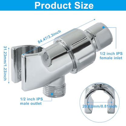 1 Pack Handheld Shower Head Holder,Shower Wand Holder,Solid Brass Shower Rod Mount with 360 Degree Swivel Pivot Ball,Compatible with Most Standard Shower Arms & Hoses for Bathroom