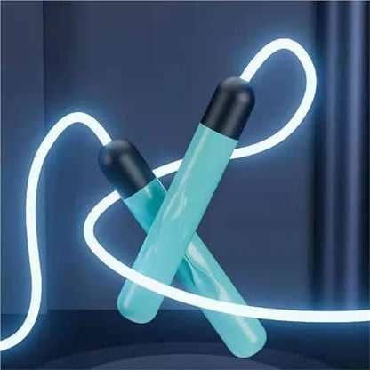 LED Night Glow Jump Ropes Glowing Skipping Rope for Adjustable Adults Portable Training Sports Fitness Equipment(Blue)