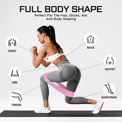 12 Pcs Fabric Resistance Bands for Working Out Non-Slip Booty Exercise Loop Bands for Women Men Glutes Hip Thigh Butt Yoga Pilates Fitness Gym, Light Medium Heavy - color: Pink, style: Medium Resistance