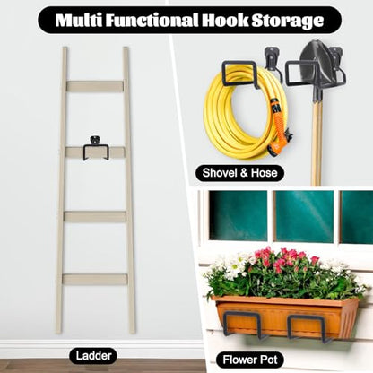 1 Pack Garden Hose Holder, Hose Reel Heavy Duty Hose Hanger, Wall Mounted Water Hose Holder Outdoor/Indoor Metal Durable Hose Hooks Ideal for Water Hose Storage Garden Yard Hold Max 77 Lbs- Black