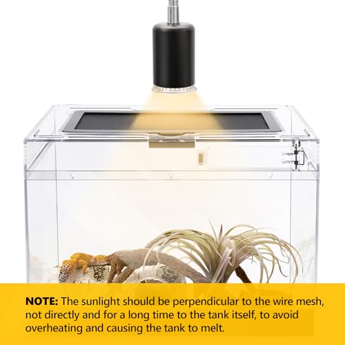 Reptile Polycarbonate Terrarium Kit 7 Piece Starter Habitat for Tarantula,Lizards,Frogs,Geckos,or Hermit Crabs,Tank with Escape-Proof Locking Lid,Light,Hygrometer,Hide,Tweezer,Bowl,Sprayer