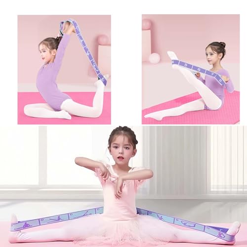 2pcs Stretch Strap for Kids,Elastic Yoga Stretching Strap with Loops, Multi-Loop Adjustable Exercise Stretching Bands，Stretching Resistance Ballet Bands for Dance, Latin, Gymnastics Exercis -8Loops - color: B