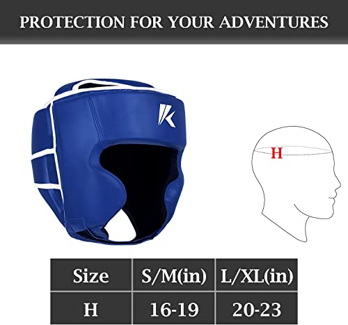 Kruzak Unisex Boxing Headgears - MMA Training, Adjustable Padded, Kara,Muay Thai Headgear, Kickboxing, Sparring, Martial Arts, Karate, Taekwondo MMA Body Equipment - color: Blue, size: Small-Medium
