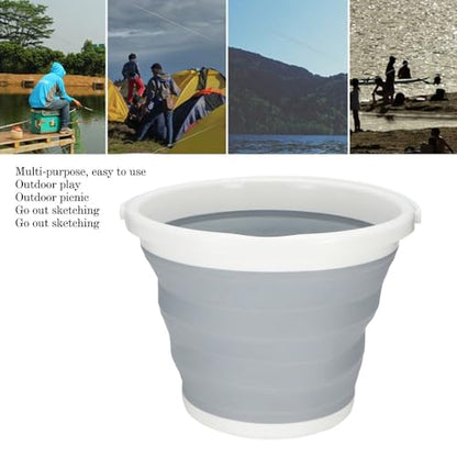 10L Capacity Plastic Collapsible Water Bucket with Handle Portable Hanging Design Folding Container for Camping Fishing Travel Outdoor and Home Use